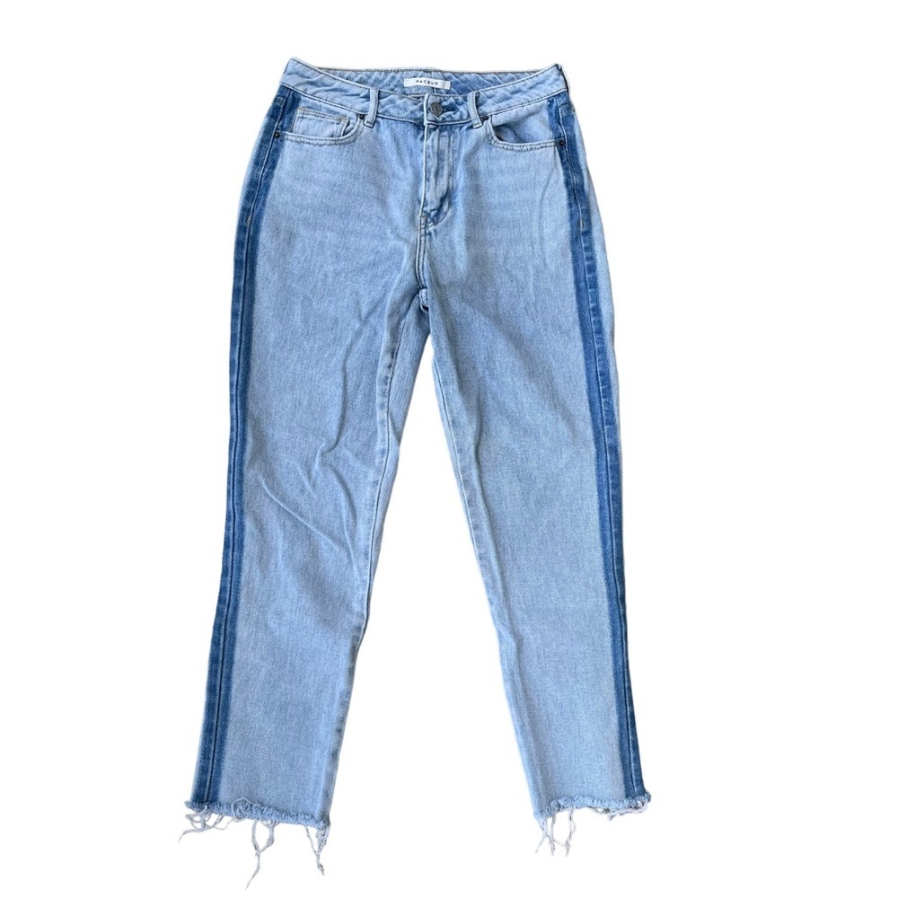 PacSun High Waisted Mom Jeans Light Wash Cropped Raw Hem Size 25